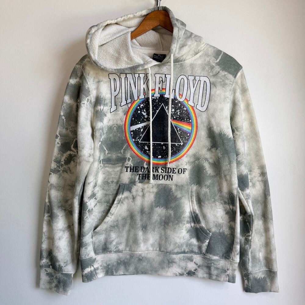 Pink Floyd Dark Side of the Moon Tie Dye Hoodie Sweatshirt Men's Small Gray